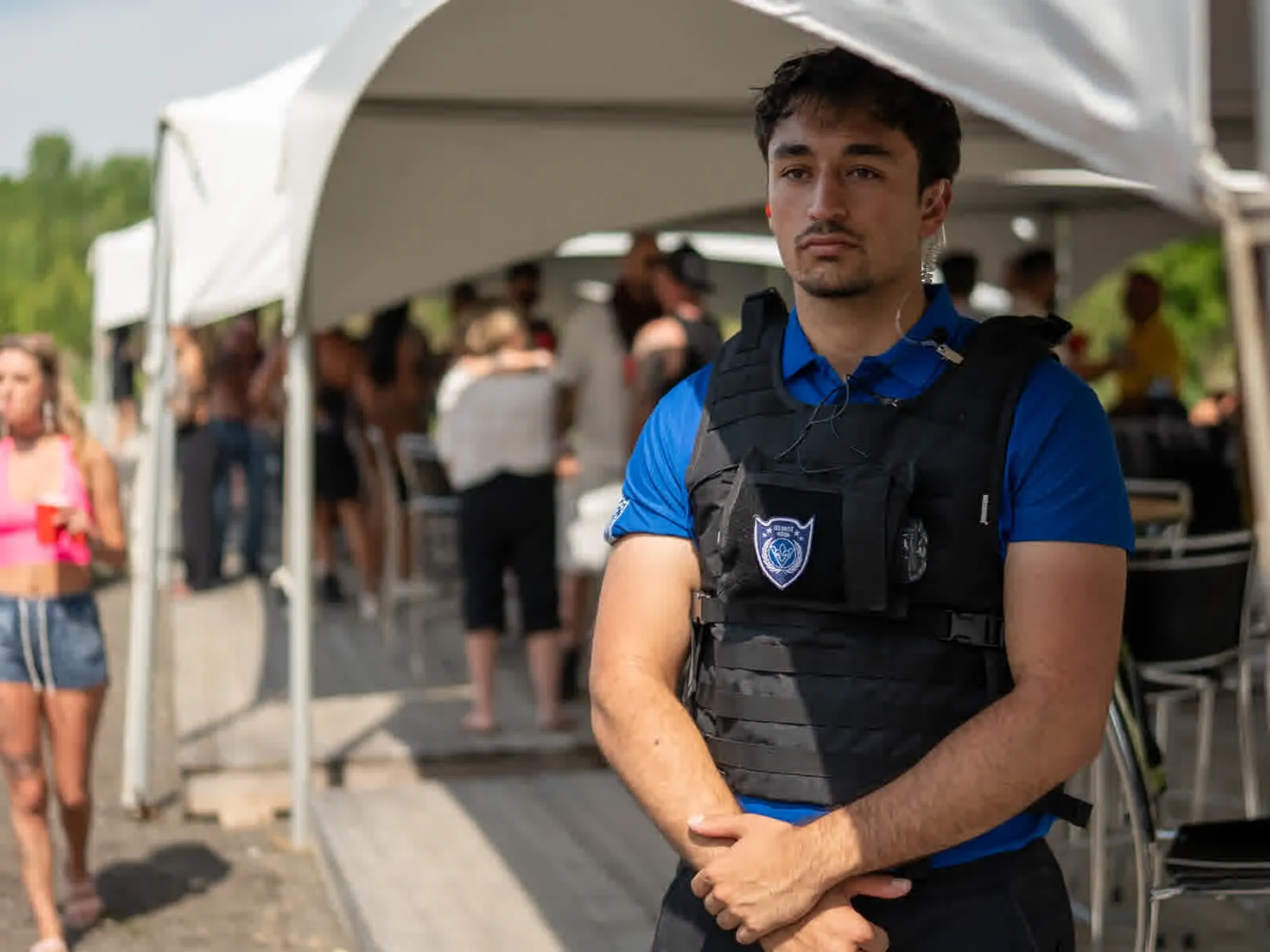 Security team conducting organized event deployment