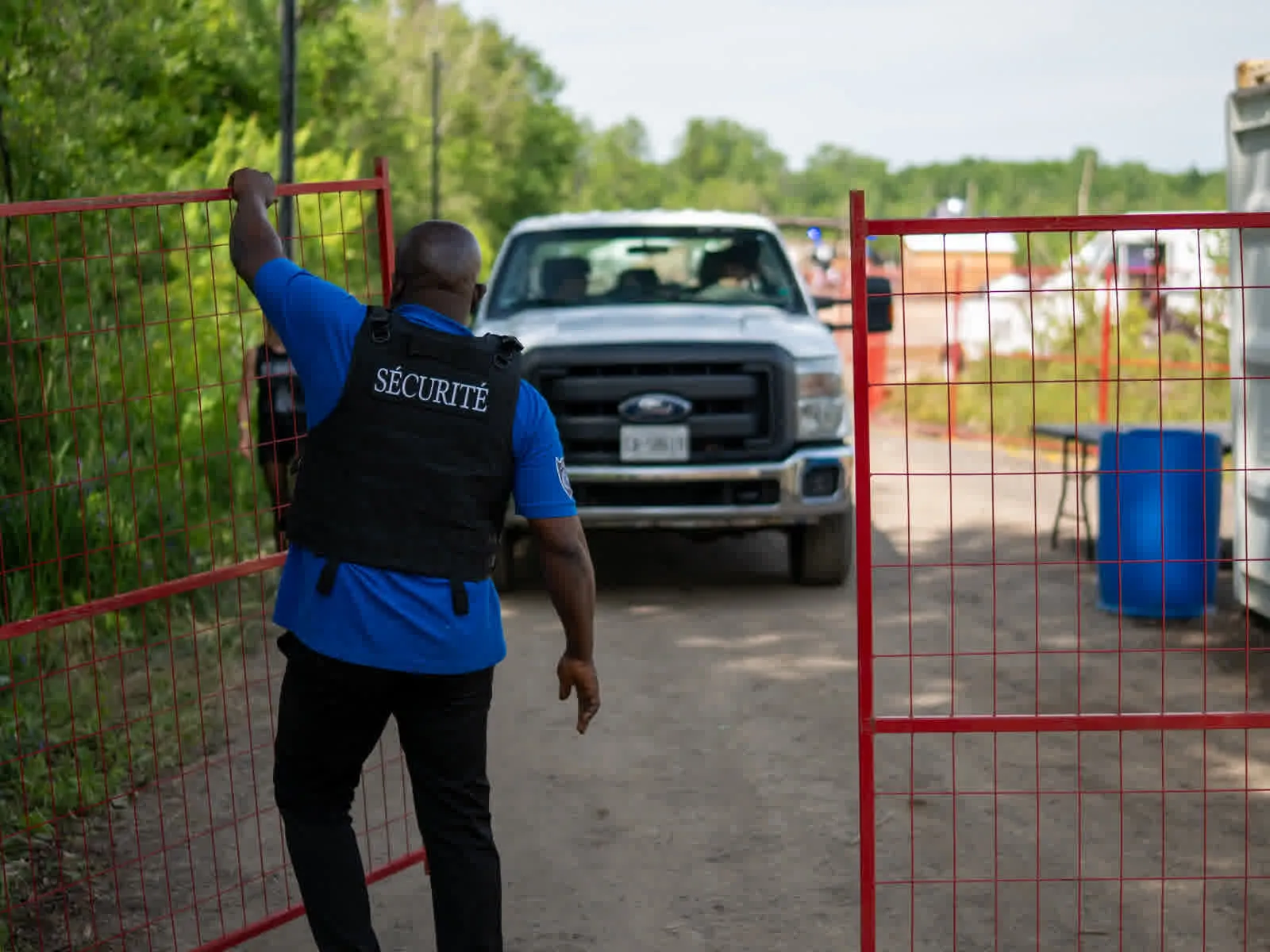Security agents providing close protection at a corporate event