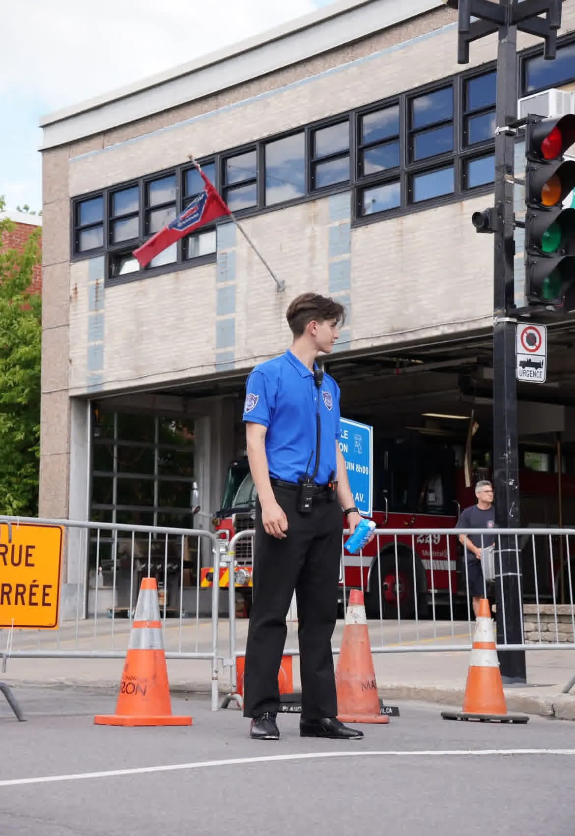 Fire surveillance officer ensuring building safety