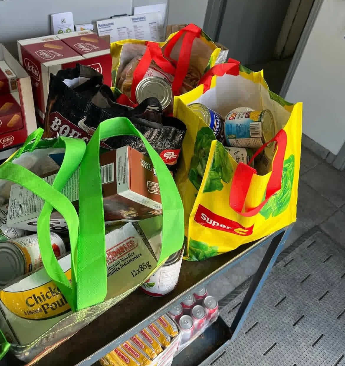 Food donation box prepared by Vision Foundation for local shelters